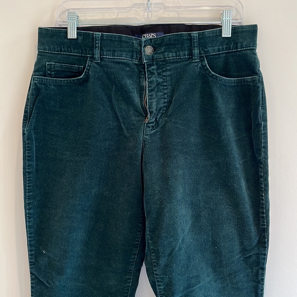 Women’s Chaps corduroy green straight leg pants size 12